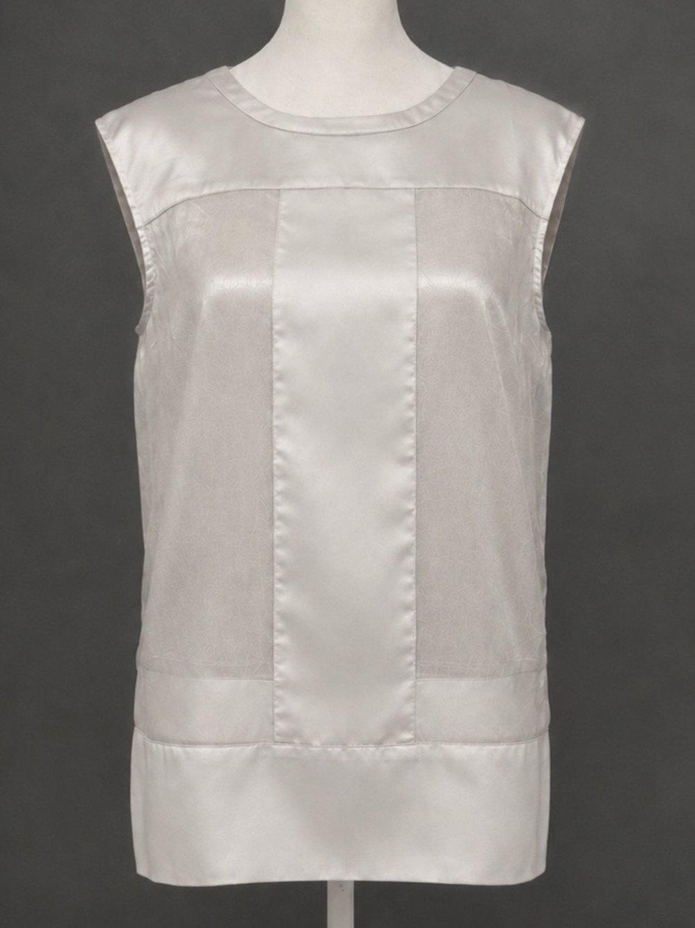 1920s Inspired Modern Silver Sleeveless Blouse in Mixed-Media